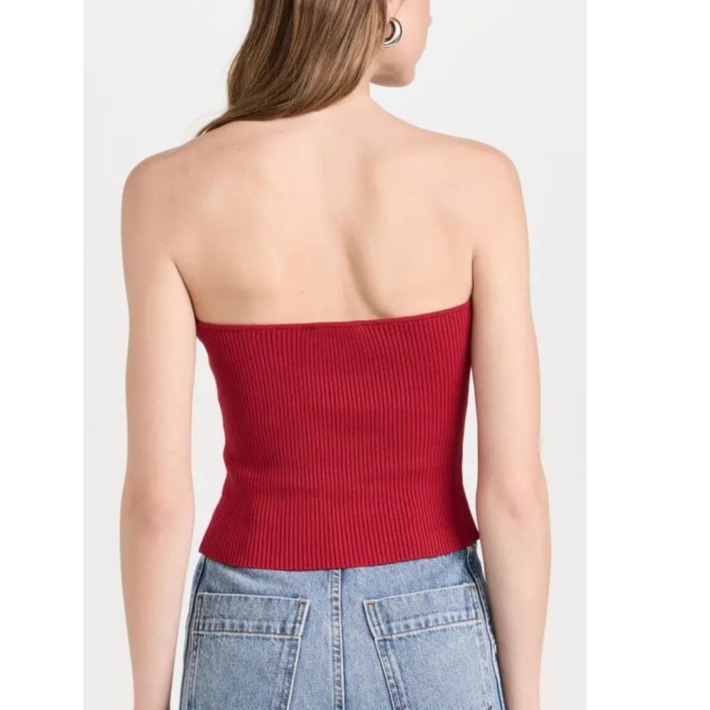 Reformation Red Strapless Ribbed Crop Top - Picture 2 of 6